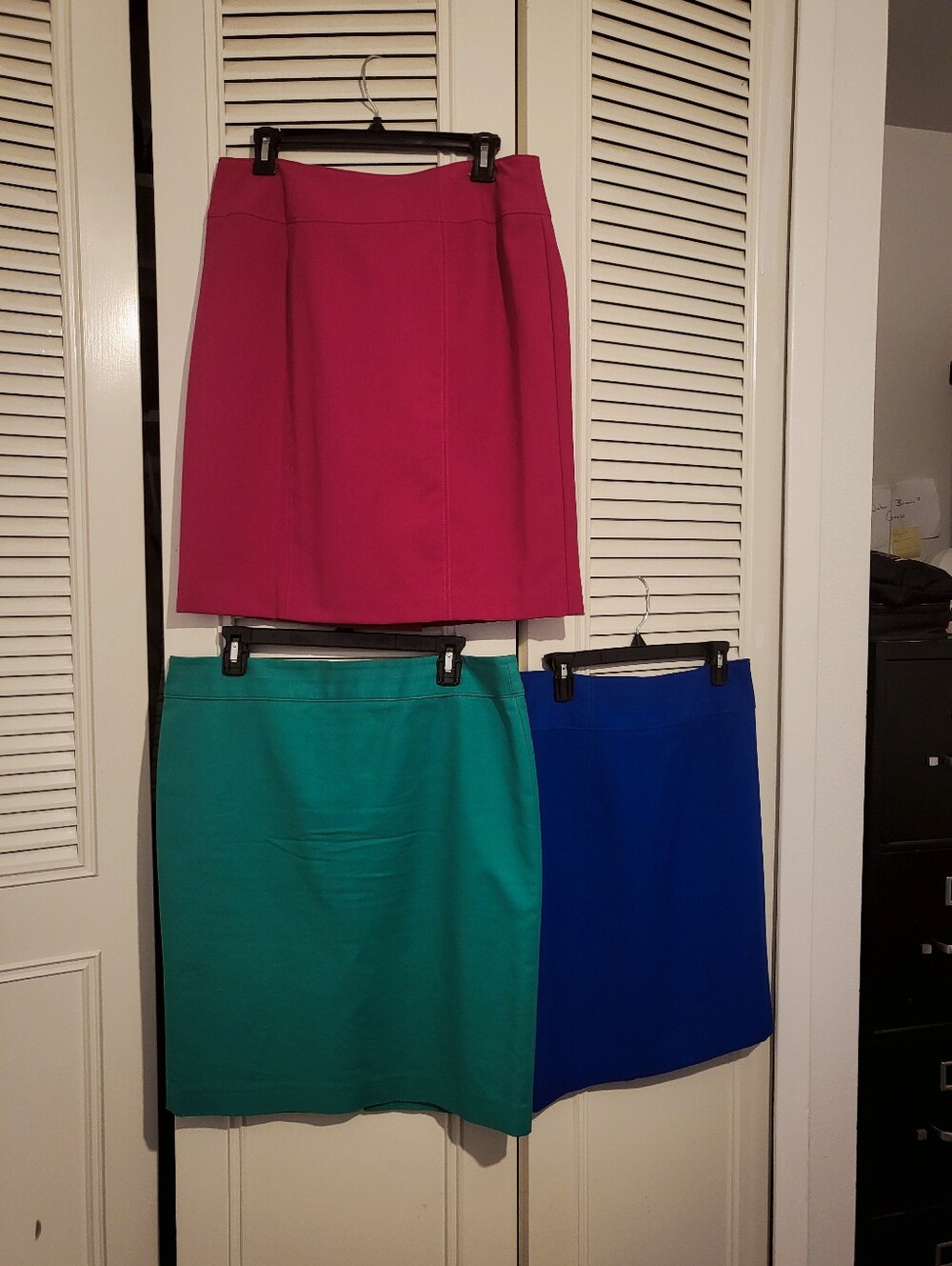 Women's Pencil Skirts in Royal Blue, Magenta and Green. 3 Pc Bundle